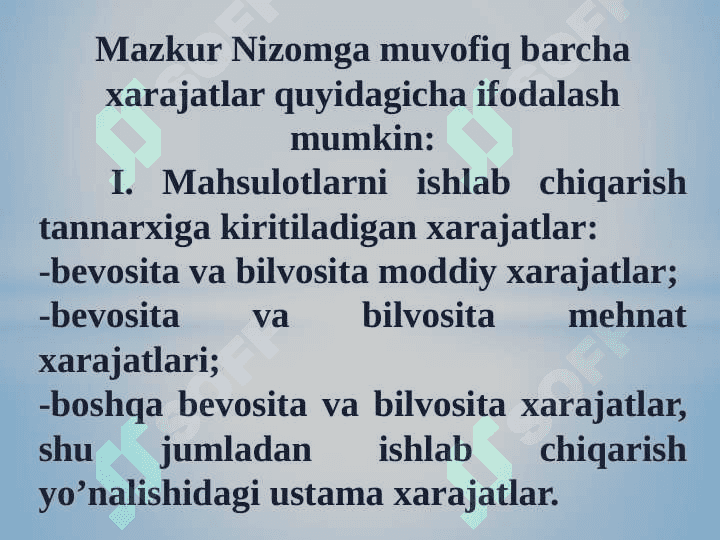 Xarajatlarni turkumlash 5