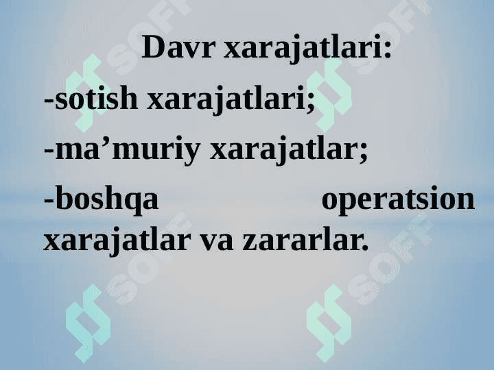 Xarajatlarni turkumlash 6