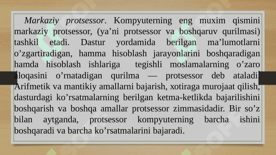 Kompyuter komponentalari va  arxitekturasi 5