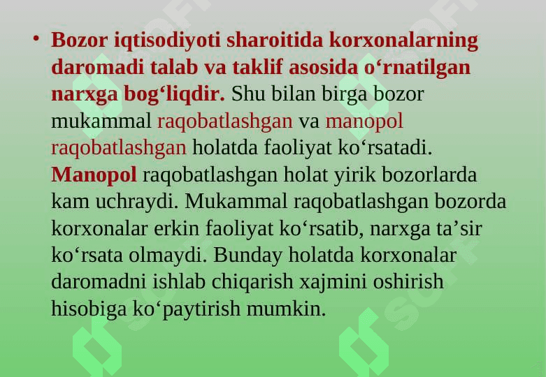 KORXONANING DAROMADI VA FOYDASI 3