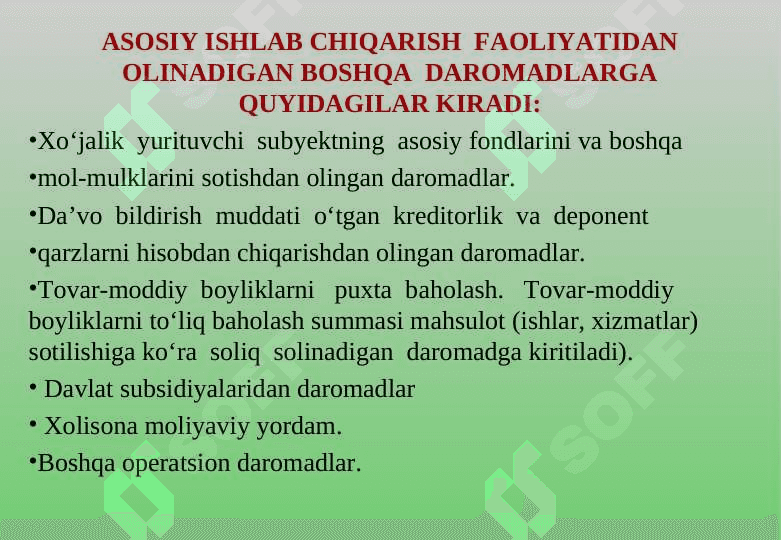 KORXONANING DAROMADI VA FOYDASI 7