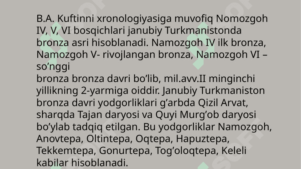 O’rta Osiyoning bronza davri me’morchiligi 6