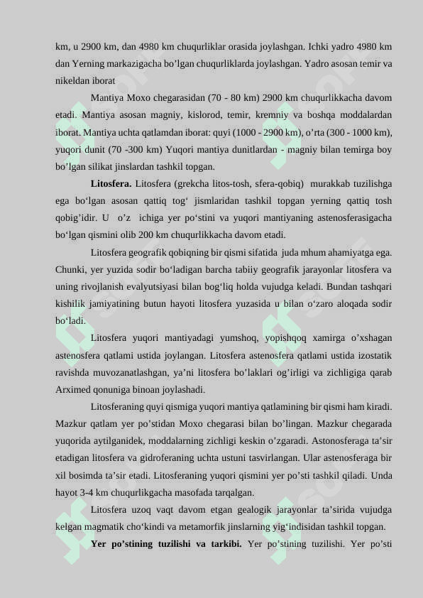 YERNING GEOGRAFIK QOBIQLARI. LITOSFERA. GIDROSFERA 3