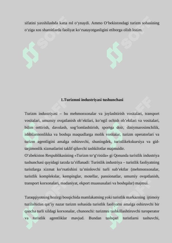 Turizmda ovqatlanish industriyasining o’rni 7