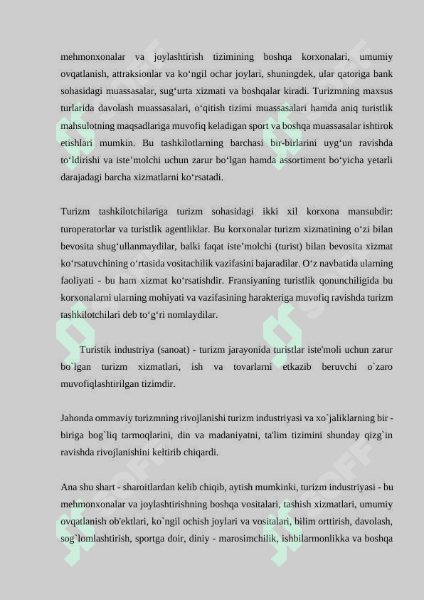 Turizmda ovqatlanish industriyasining o’rni 8