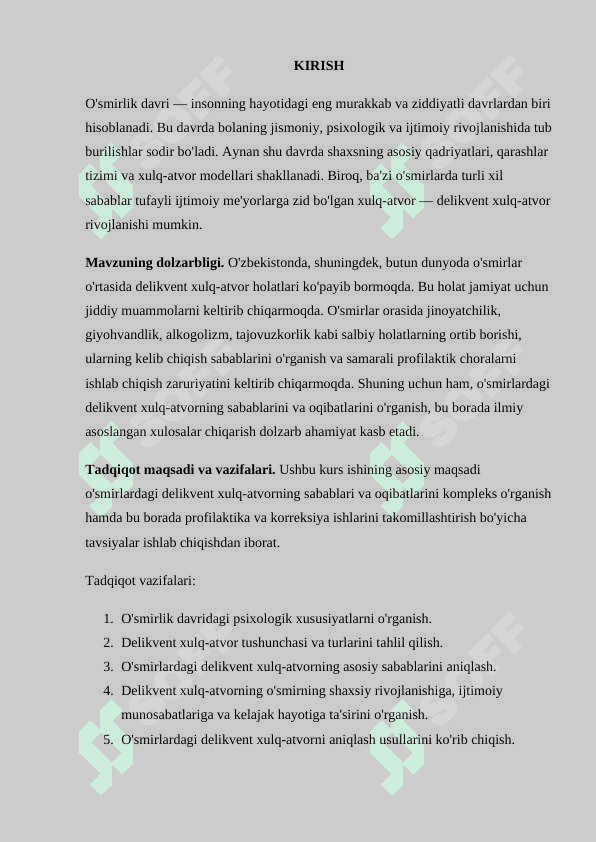 O'SMIRLARNING DELIKVENT XULQ-ATVORI SABAB VA OQIBATLARI 2