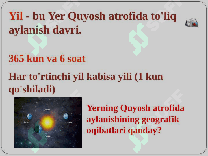 Yer sharining harakati 6