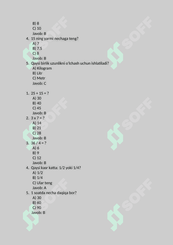 test matematika 2