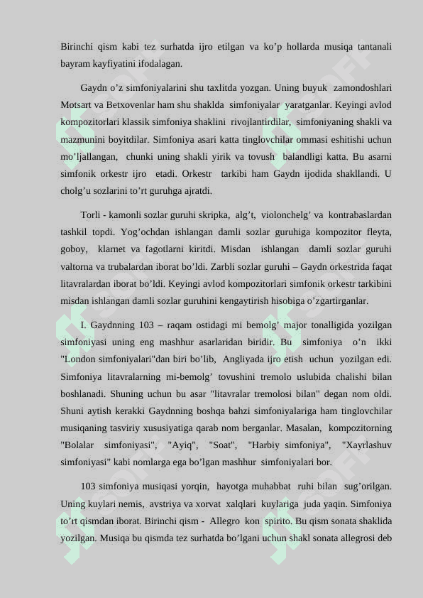 Y. Gaydn. Simfoniya janrining shakillanishi. 8