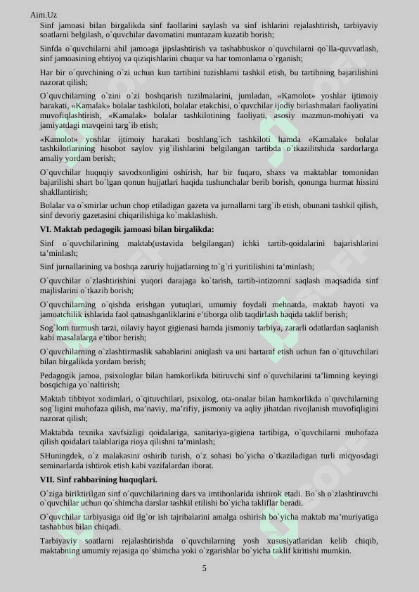 Sinf rahbarlar uchun. Sinf hujjatlar papkasi to'liq 3 5