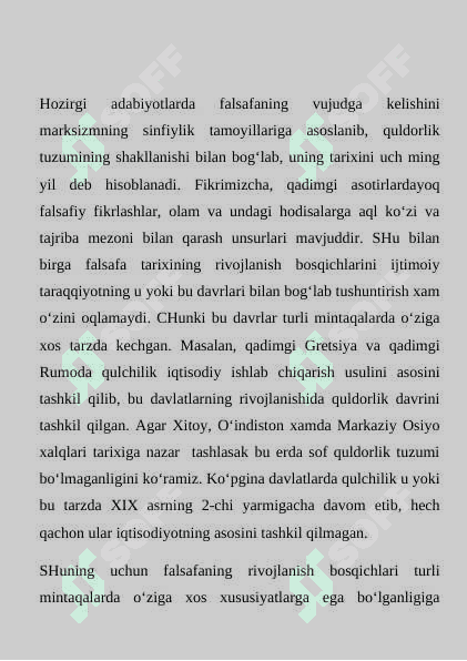 SHarq va G’arb falsafasida insonmasalasi. 2