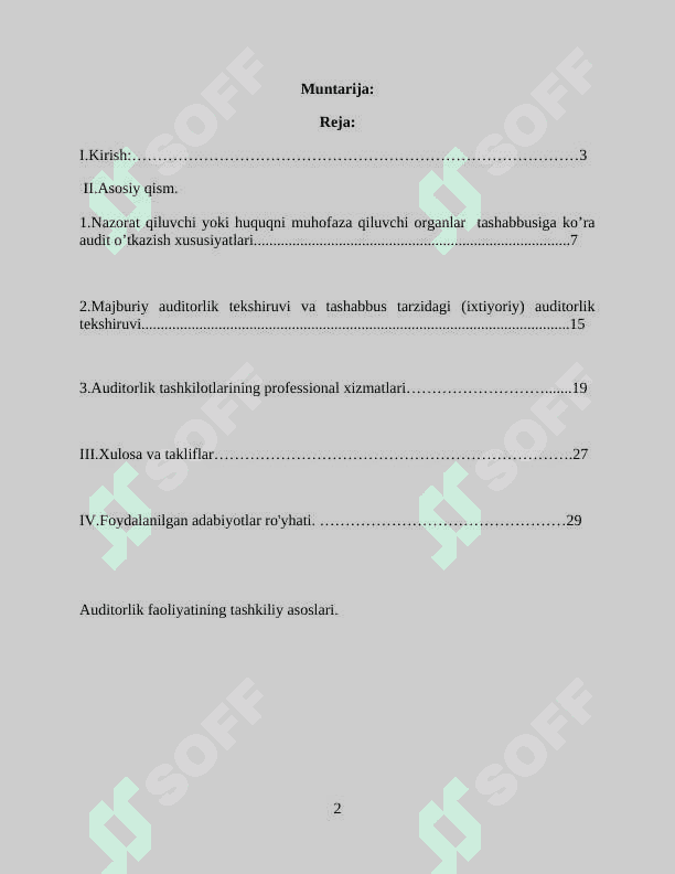 Auditorlik faoliyatining tashkiliy asoslari. 2