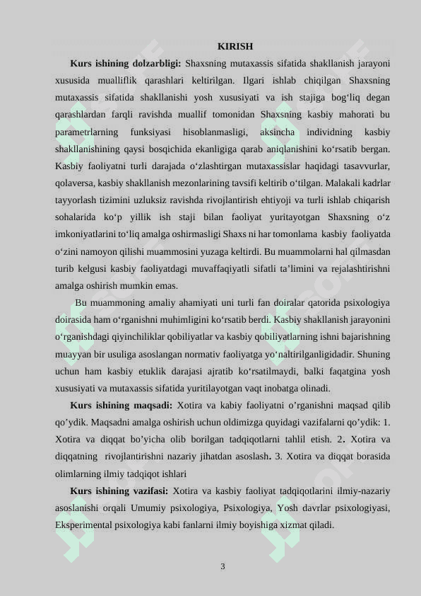 KASBIY FAOLIYAT VA XOTIRA 3
