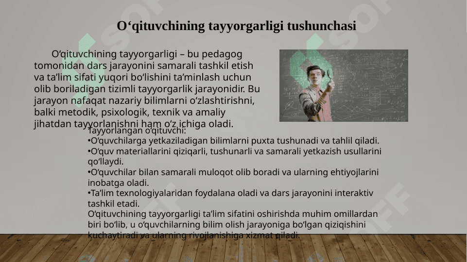 O'qituvchining tayyorgarligi: uning asosiy tarkibiy qismlari 2