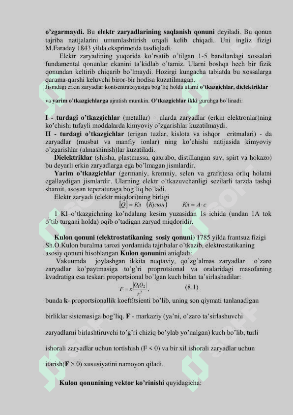 Elektrostatika. Elektr maydonida o‘tkazgichlar 2