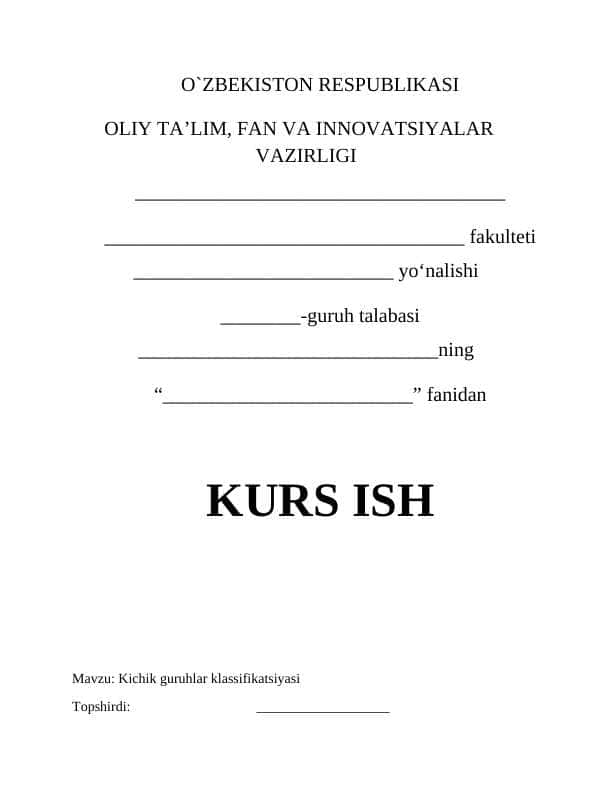 Kichik guruhlar klassifikatsiyasi