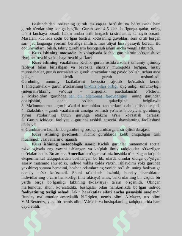 Kichik guruhlar klassifikatsiyasi 4