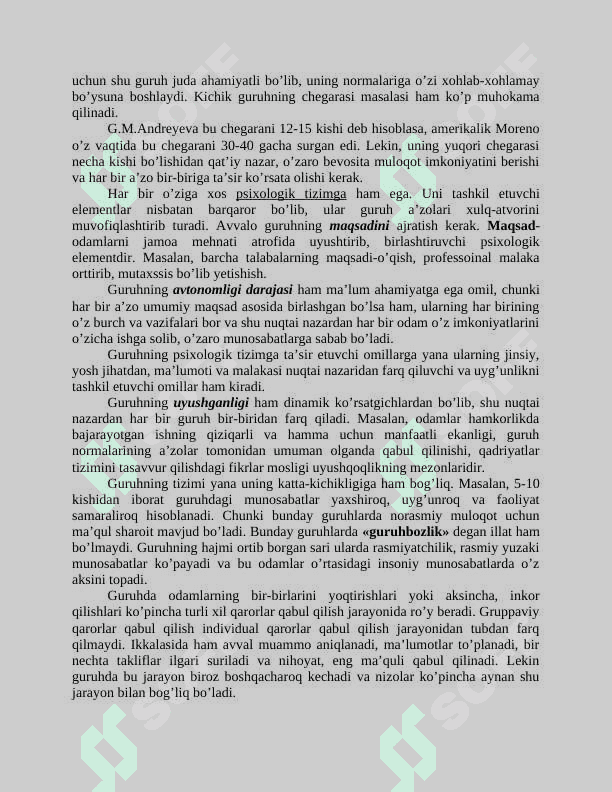 Kichik guruhlar klassifikatsiyasi 8