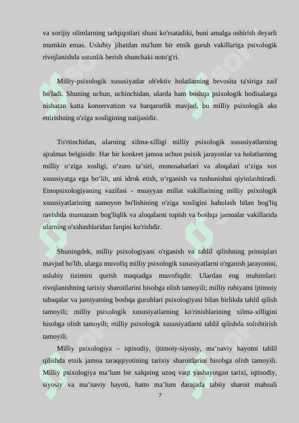 Milliy va sinfiy psixologiya 7
