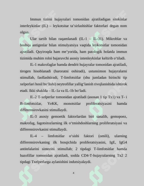 Sitokinlarning tasnifi. 4