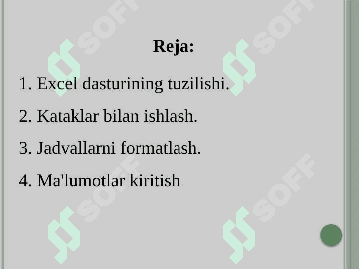 EXCEL DASTURIDA HUJJATLAR BILAN ISHLASH 2