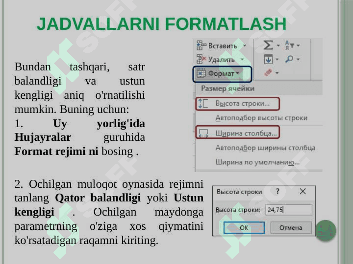 EXCEL DASTURIDA HUJJATLAR BILAN ISHLASH 8