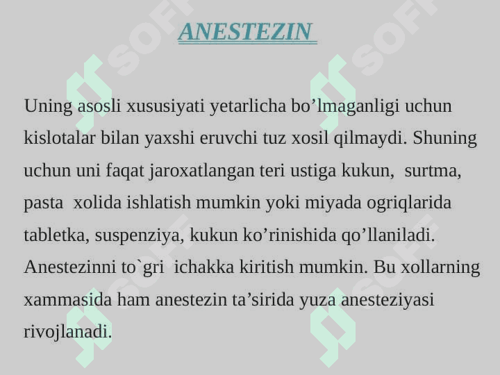 Afferent nerv tizimiga ta`sir etuvchi vositalar 8