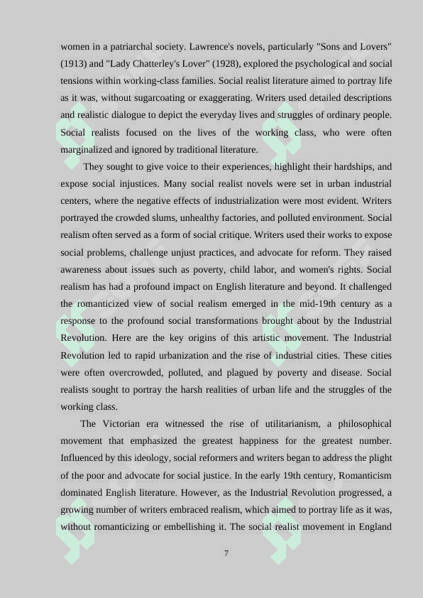SOCIAL REALISM IN ENGLISH LITERATURE 7