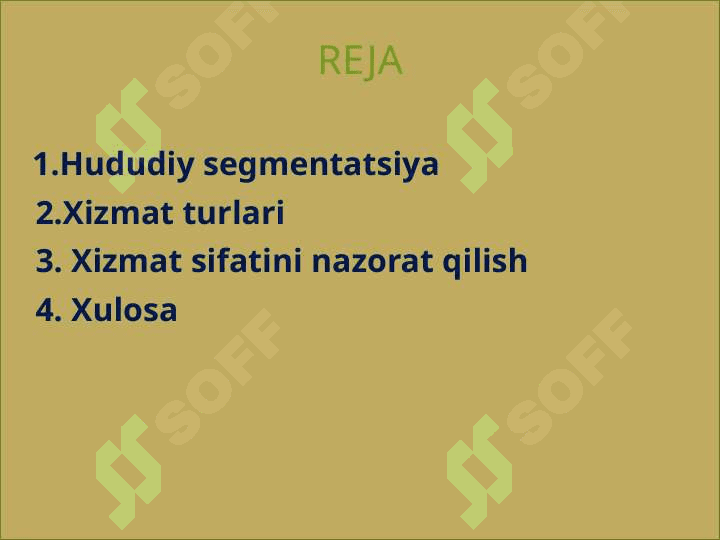 Xizmat ko’rsatish sohasini hududiy tashkil etish 2