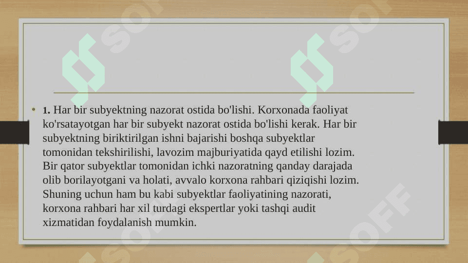 Ichki nazorat tizimi va ichki auditga qo‘yilgan talablar 5