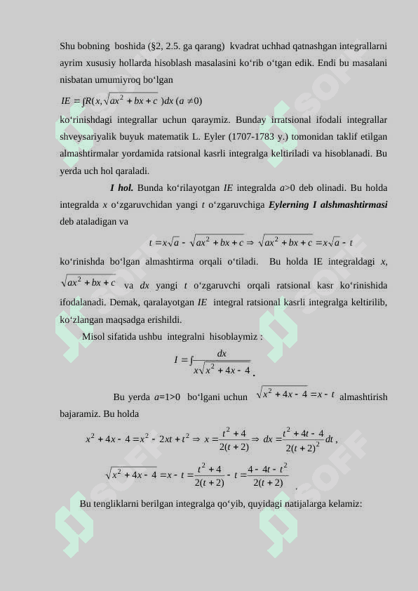 Eyler almashtirmalari 5