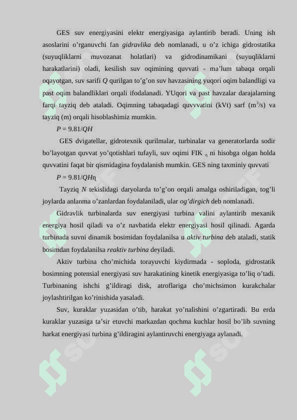 Gidro elektr stansiyalari (GES). Suv yig’ish elektr stansiyalari (SyES, GAES). MGD-generator 2