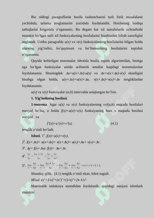 Hosila hisoblash qoidalari 2