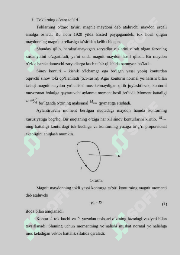 Magnit maydonning tokli konturga ta'siri 2