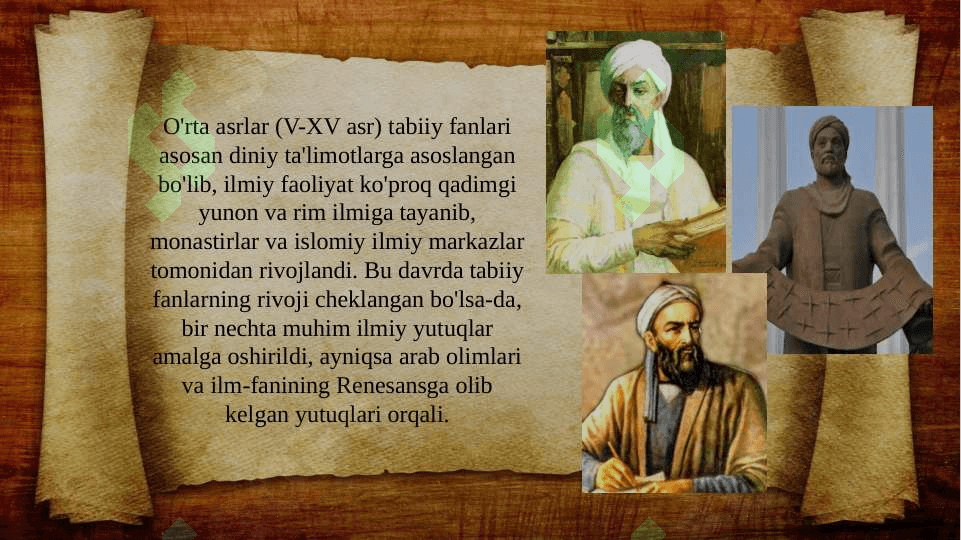 Tabiiy fanlar shakllanishining asosiy bosqichlari (TAQDIMOT) 6