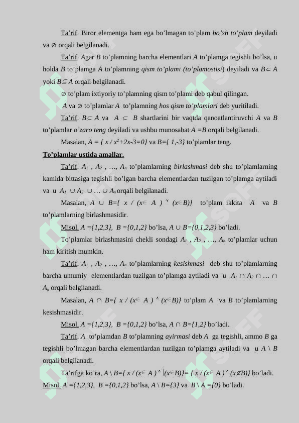 Matematik tahlil haqida boshlang’ich ma’lumotlar Haqiqiy sonlar moduli 4