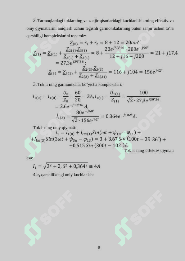 Nosinusoidal davriy kuchlanish va toklar 8