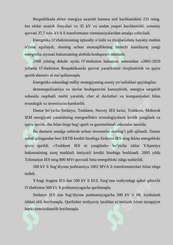 O’zbekiston elektr energetika sohasining rivojlanish istiqbollari 5