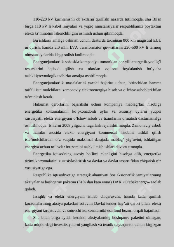 O’zbekiston elektr energetika sohasining rivojlanish istiqbollari 6