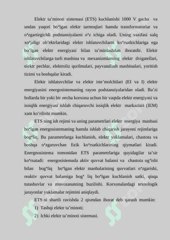 Sanoat korxonalarining elektr ta’minoti asoslari 2