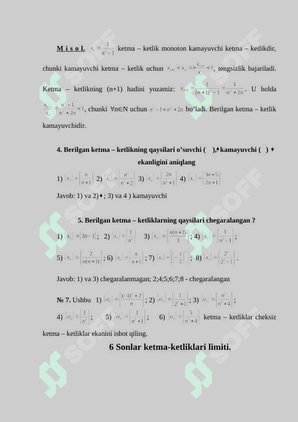 Sonlar ketma – ketligi 8