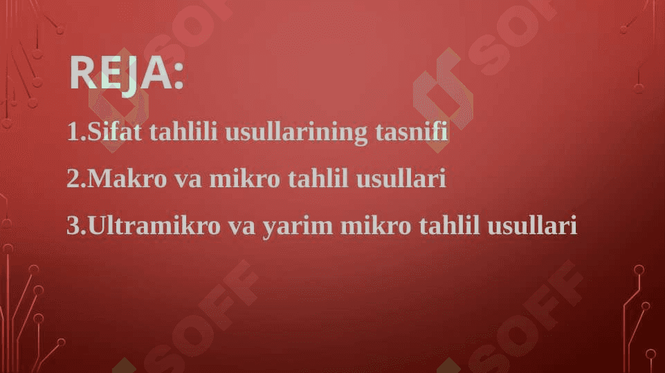 Makro, mikro, ultra mikro, yarim mikro  usullar | Mustaqil ish 2