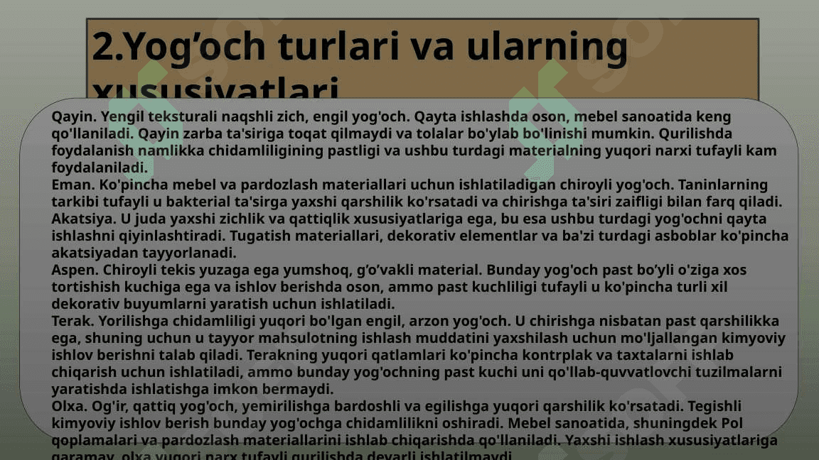 Yog’och materiallari va ularning turlari 5