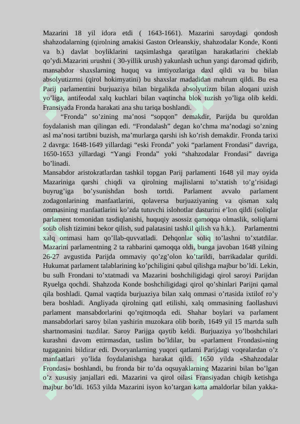 FRANSIYA XVII ASRNING IKKINCHI YARMI - XX ASR BOSHIDA 4