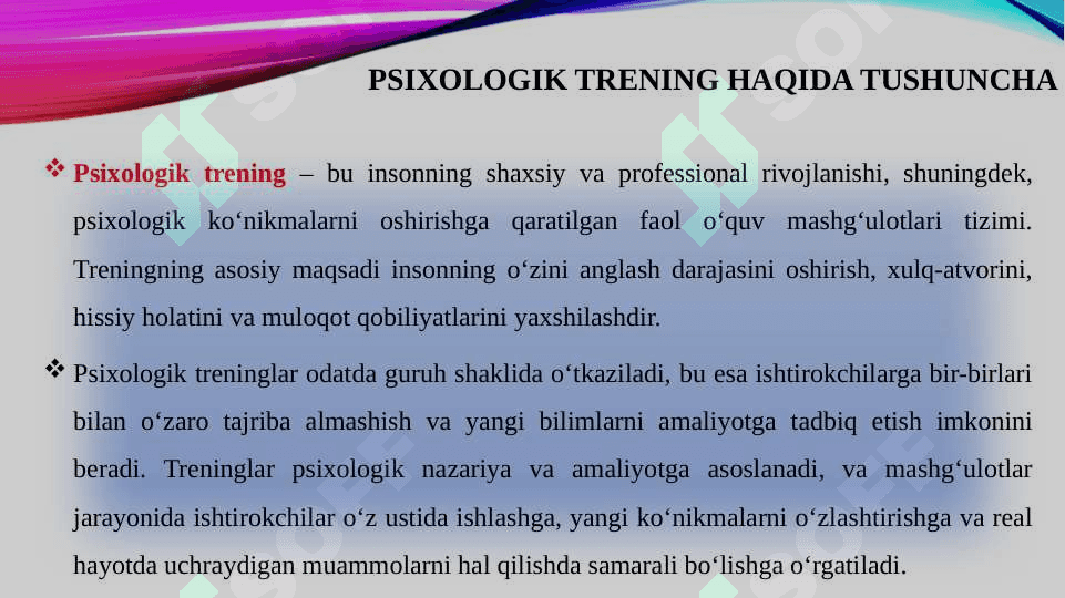 Psixologik trening haqida tushuncha 2