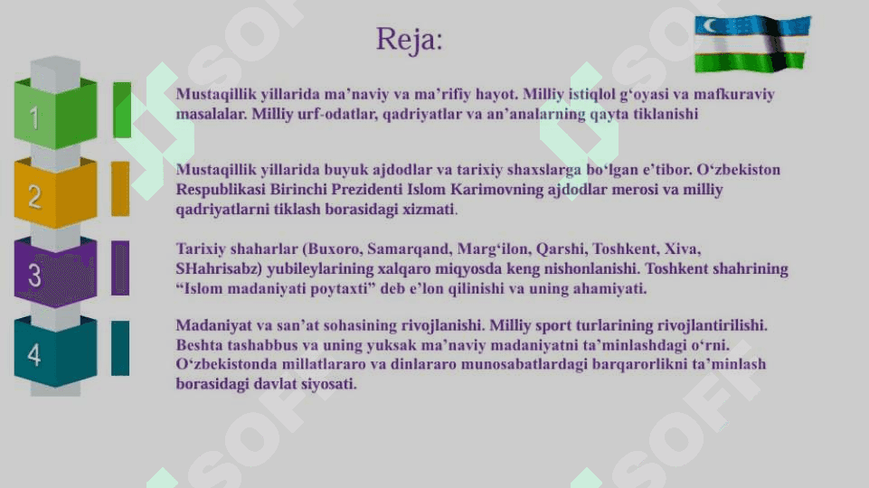 Mustaqillik yillarida O'zbekistonning ma'naviy va madaniy taraqqiyoti 2