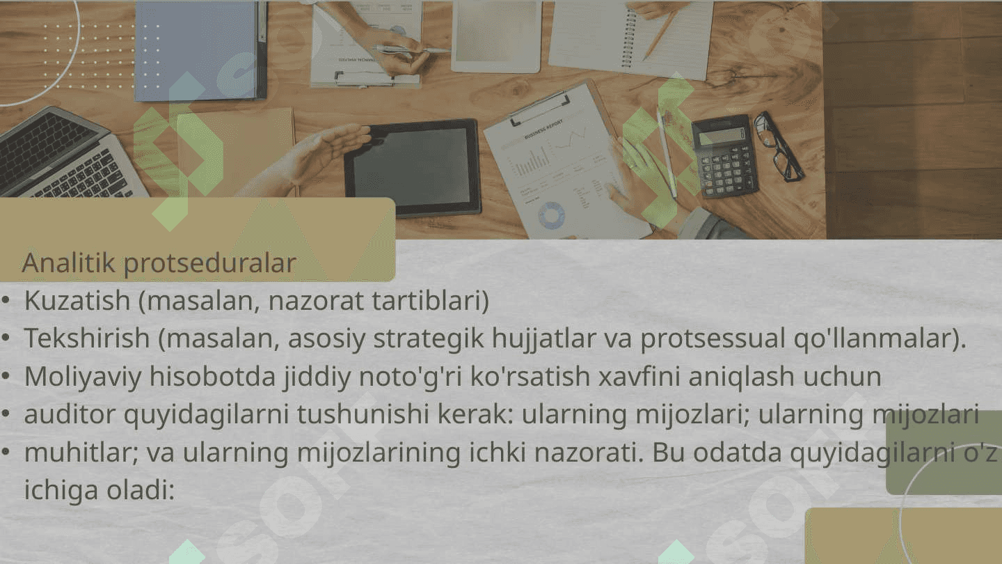 Audit riski Riskni Muxumlilikdarajasi  Analitik protseduralar pptx 7