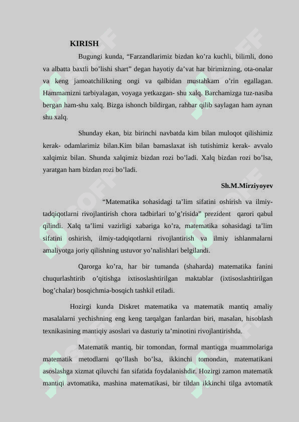 MULOHAZALAR ALGEBRASI VA MULOHAZALAR ORASIDAGI BOG’LANISH 2