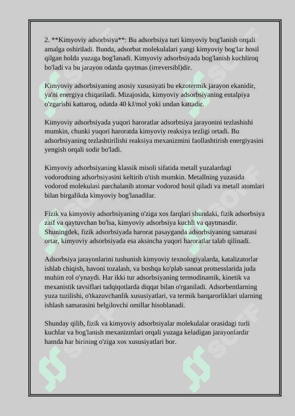 ADSORBER TURLARINI OʻRGANISH 4