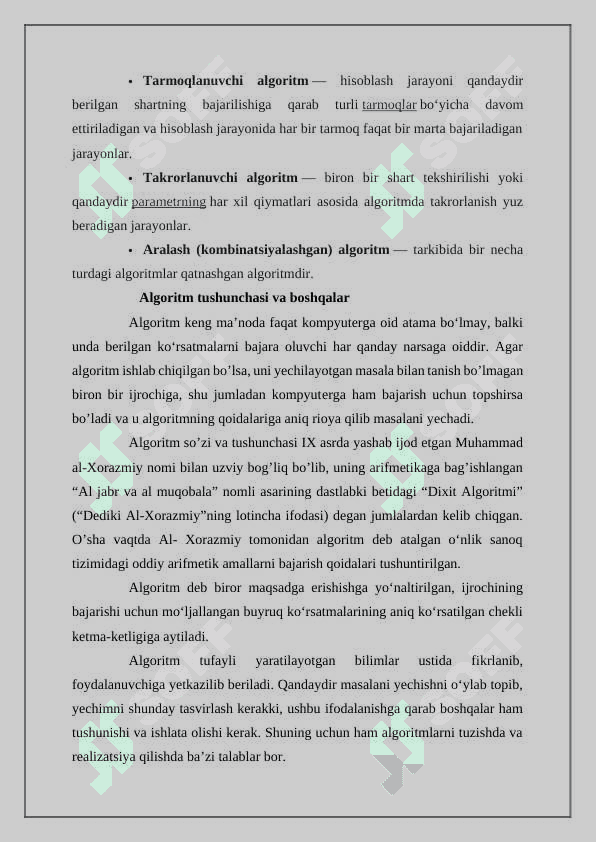 Algoritm tushunchasi 3
